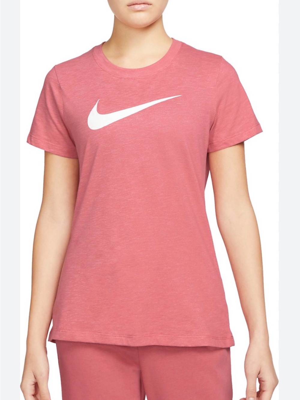 Nike Pink Crew Neck Short-Sleeve Tee with White Swoosh